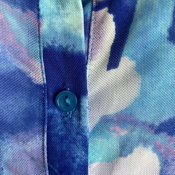 Logo Lori Goldstein Women's Blue Watercolor Mesh Cardigan Size 2X Coastal Casual - Picture 8 of 11